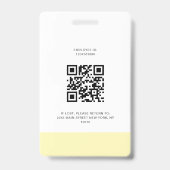 Moderne, einfache Logo Foto Name QR Code Mitarbeit Ausweis (Rückseite)
