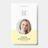 Moderne, einfache Logo Foto Name QR Code Mitarbeit Ausweis (Vorderseite)