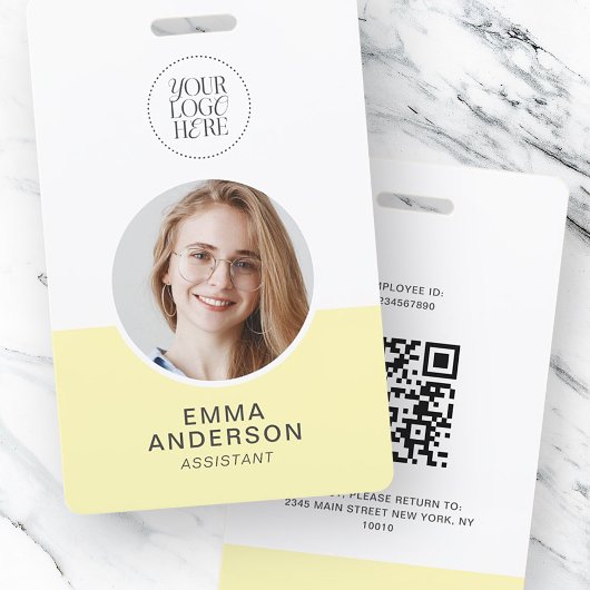 Moderne, einfache Logo Foto Name QR Code Mitarbeit Ausweis