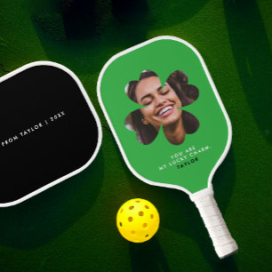 Moderne einfache Lucky-Charm-Liebe Kleber Grünes F Pickleball Schläger