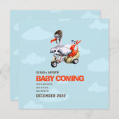 Moderne, einfache, lustige Storchgeschlechtsneutra Ankündigung (Vorne/Hinten)