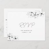 Moderne einfache Magnolias Hochzeit RSVP Mahlzeit Einladungspostkarte (Vorne/Hinten)