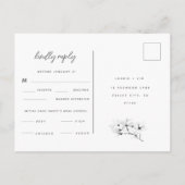 Moderne einfache Magnolias Hochzeit RSVP Mahlzeit Einladungspostkarte (Rückseite)