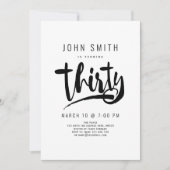 Moderne, einfache, männliche Dreißigerfeier Geburt Einladung (Vorderseite)