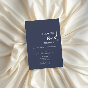 Moderne, einfache marineblaue Hochzeit Einladung