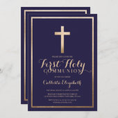 Moderne einfache Marinegemeinschaft Gold Cross Bor Einladung (Vorne/Hinten)