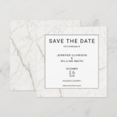 Moderne, einfache Marmor, weiße Hochzeit Save the  Date (Vorne/Hinten)