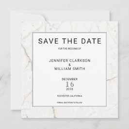 Moderne, einfache Marmor, weiße Hochzeit Save the Date