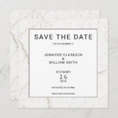 Moderne, einfache Marmor, weiße Hochzeit Save the  Save The Date (Vorne/Hinten)
