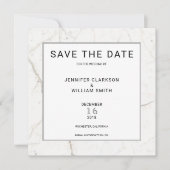 Moderne, einfache Marmor, weiße Hochzeit Save the Save The Date (Vorderseite)