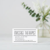 Moderne einfache Massagetherapeutin Business Card Visitenkarte (Stehend Vorderseite)