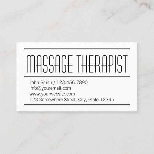 Moderne einfache Massagetherapeutin Business Card Visitenkarte (Vorderseite)