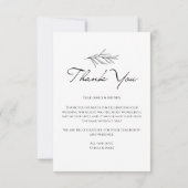 moderne, einfache, maßgeschneiderte Hochzeit Danke (Rückseite)