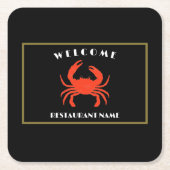 Moderne einfache Meeresfrüchte willkommen Rote Kre Rechteckiger Pappuntersetzer (Vorderseite)