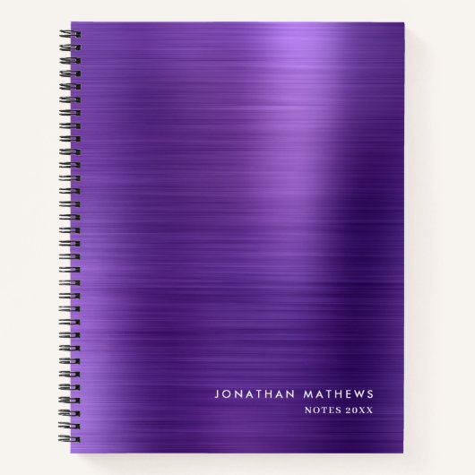 Moderne, einfache Metallic Lila gebürstet Notizblock (Vorderseite)