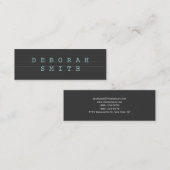 Moderne, einfache Minimal Blue Gray Business Card Mini Visitenkarte (Vorne/Hinten)