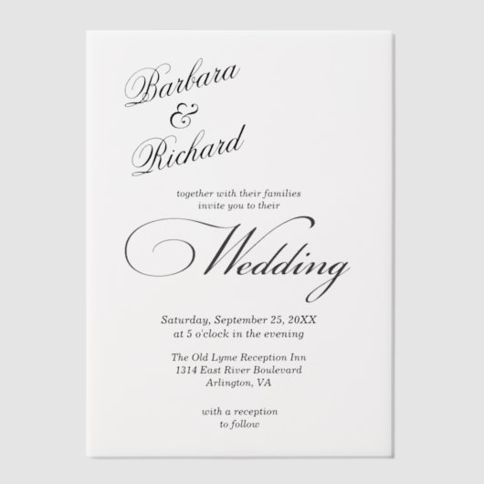 Moderne, einfache Minimal Elegante Cover Wedding Pergament Einladungen (Vorderseite)
