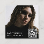 Moderne einfache Minimal Foto QR Code Social Media Quadratische Visitenkarte (Vorderseite)