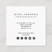 Moderne einfache Minimal Foto QR Code Social Media Quadratische Visitenkarte (Rückseite)