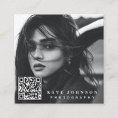 Moderne einfache Minimal Foto QR Code Social Media Quadratische Visitenkarte (Vorderseite)