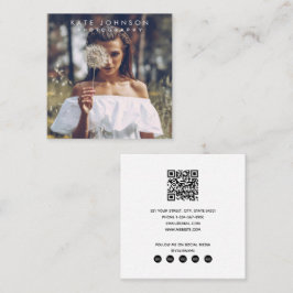Moderne einfache Minimal Foto QR Code Social Media Quadratische Visitenkarte