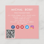 Moderne einfache Minimal Foto QR Code Social Media Quadratische Visitenkarte (Rückseite)