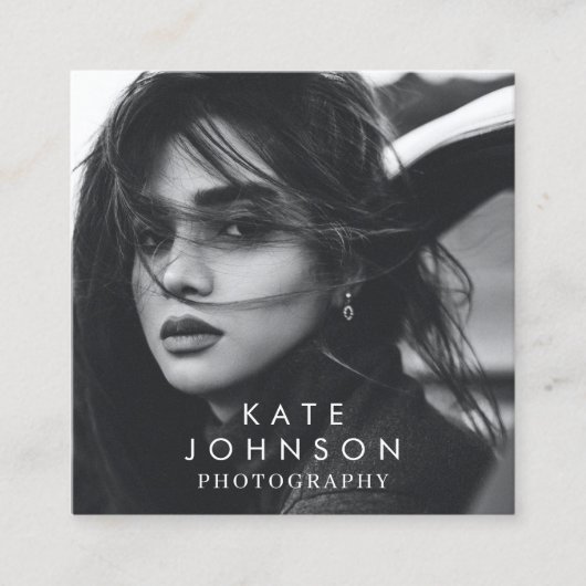 Moderne einfache Minimal Foto QR Code Social Media Quadratische Visitenkarte (Vorderseite)