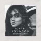 Moderne einfache Minimal Foto QR Code Social Media Quadratische Visitenkarte (Vorderseite)