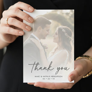 Moderne einfache Minimal-Hochzeitsschrift Dankeskarte