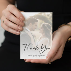 Moderne einfache Minimal-Hochzeitsschrift Dankeskarte