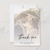 Moderne einfache Minimal-Hochzeitsschrift Dankeskarte (Vorderseite)