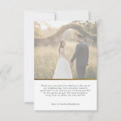Moderne einfache Minimal-Hochzeitsschrift Dankeskarte (Rückseite)