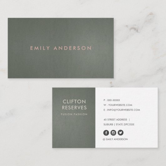 MODERNE EINFACHE MINIMAL-IMITAT DUNKELFALT-STAHL VISITENKARTE (Vorne/Hinten)