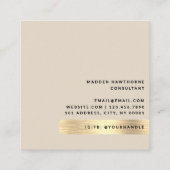 Moderne, einfache Minimal-Imitate Gold-Brushed-Met Quadratische Visitenkarte (Rückseite)