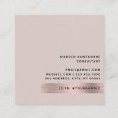 Moderne, einfache Minimal-Imitate Rose Gold Brushe Quadratische Visitenkarte (Rückseite)