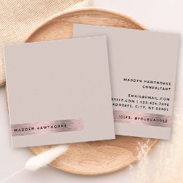 Moderne, einfache Minimal-Imitate Rose Gold Brushe Quadratische Visitenkarte