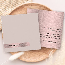 Moderne, einfache Minimal-Imitate Rose Gold Brushe Quadratische Visitenkarte