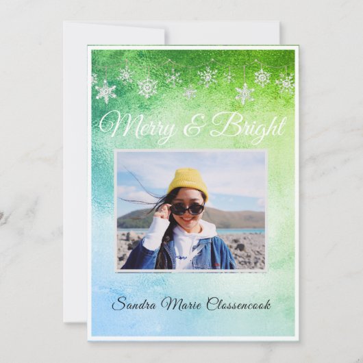 Moderne einfache Minimal-Metallic grün und blau (Vorderseite)