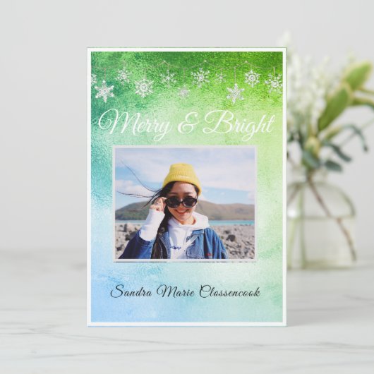 Moderne einfache Minimal-Metallic grün und blau (Stehend Vorderseite)