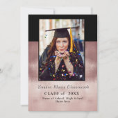 Moderne einfache Minimal-Rose Schwarzer Abschluss Ankündigung (Vorderseite)