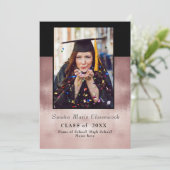 Moderne einfache Minimal-Rose Schwarzer Abschluss Ankündigung (Stehend Vorderseite)