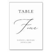 Moderne einfache Minimal Table Four Luxury Wedding Tischnummer (Vorderseite)