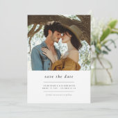 Moderne einfache minimale Foto-QR-Code-Hochzeit Save The Date (Stehend Vorderseite)