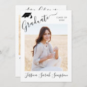 Moderne Einfache Minimalistisch-2-FOTO-Graduierung Einladung (Vorne/Hinten)