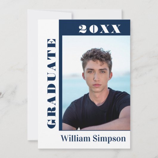 Moderne Einfache Minimalistisch-2-FOTO-Graduierung Einladung (Vorderseite)