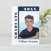 Moderne Einfache Minimalistisch-2-FOTO-Graduierung Einladung (Stehend Vorderseite)