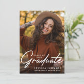 Moderne Einfache Minimalistisch-2-FOTO-Graduierung Einladung (Stehend Vorderseite)