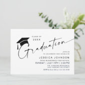 Moderne Einfache Minimalistisch Graduierungspartei Einladung (Stehend Vorderseite)