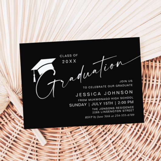 Moderne Einfache Minimalistisch Graduierungspartei Einladung