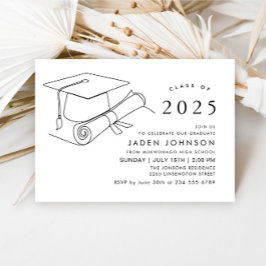 Moderne Einfache Minimalistisch Graduierungspartei Einladung
